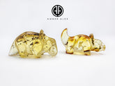 Fossil Amber Carved Dinosaurs Figurine With Insects